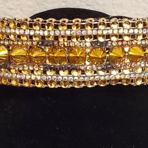 Bling Gold Dog Collar with Multi Colored Stones